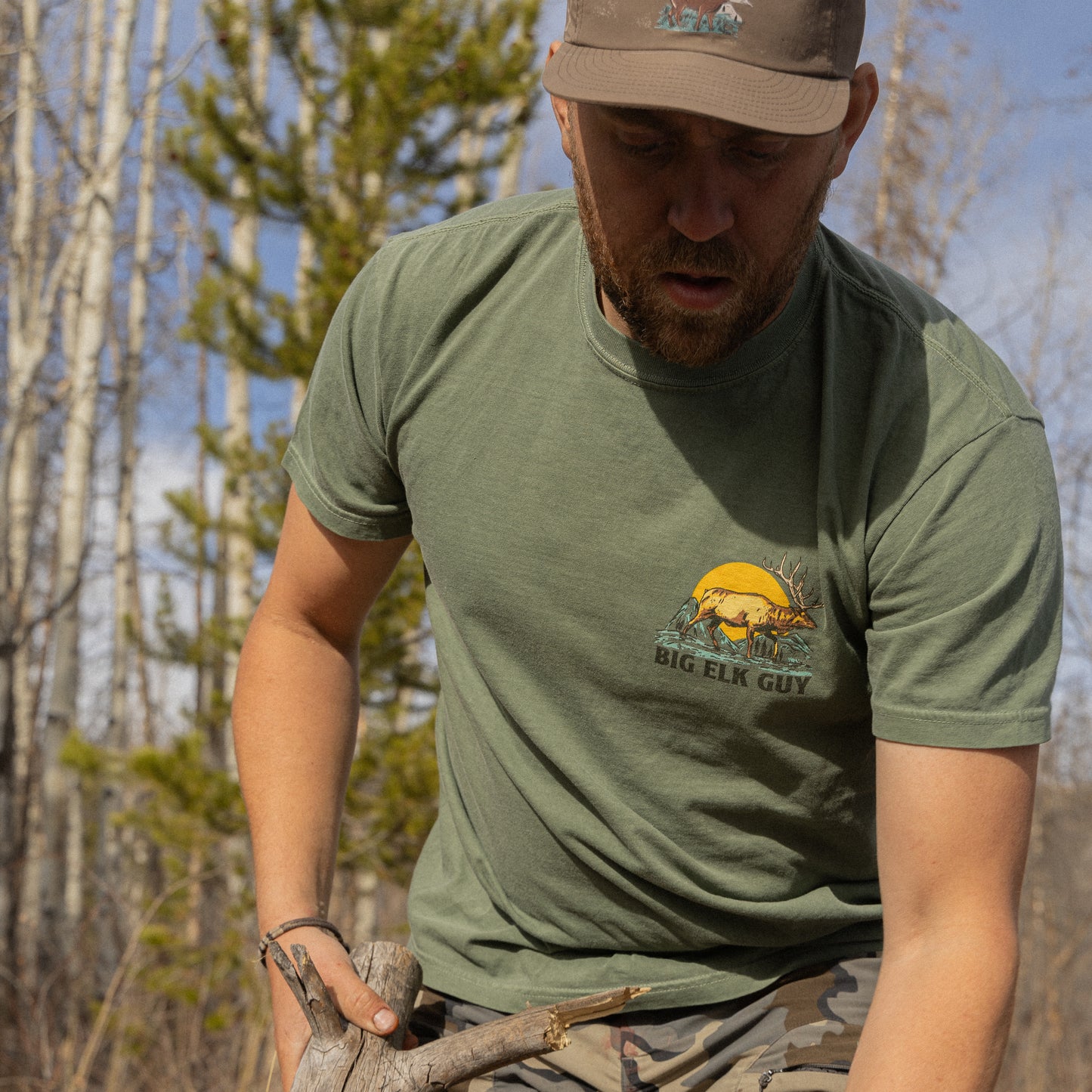 Big Elk Guy Two Sided Tee Moss