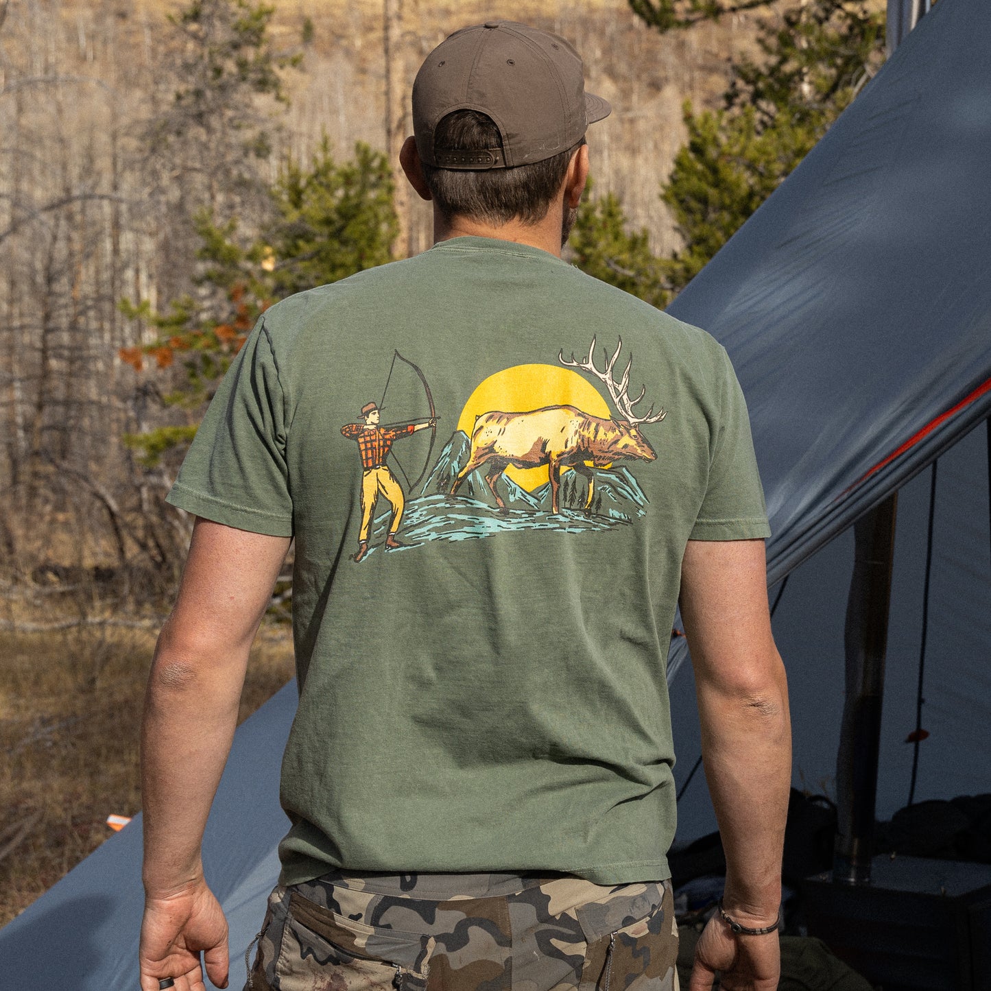 Big Elk Guy Two Sided Tee Moss