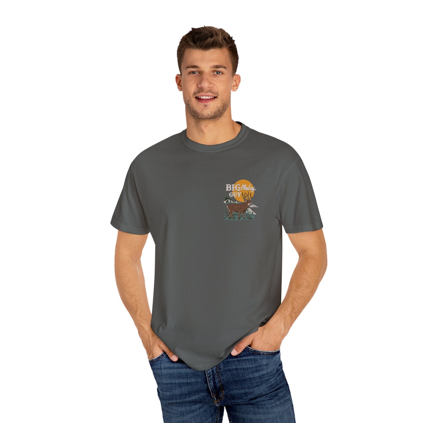 Big Mule Deer Guy Two-sided Tee Grey