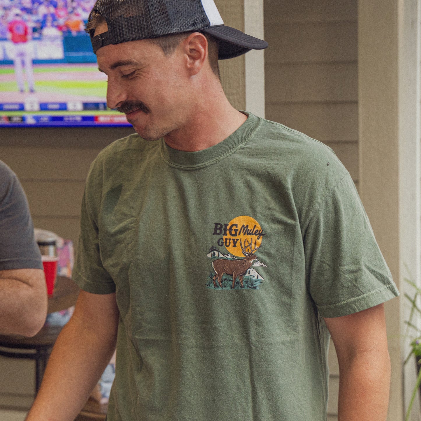 Big Mule Deer Guy Two-sided Tee Moss