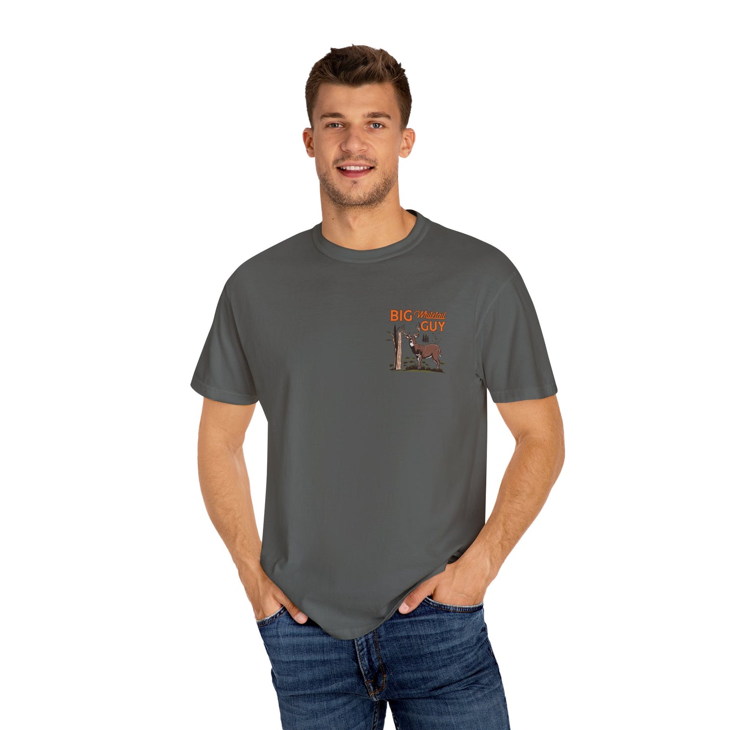 Big Whitetail Guy Two-sided Tee Grey