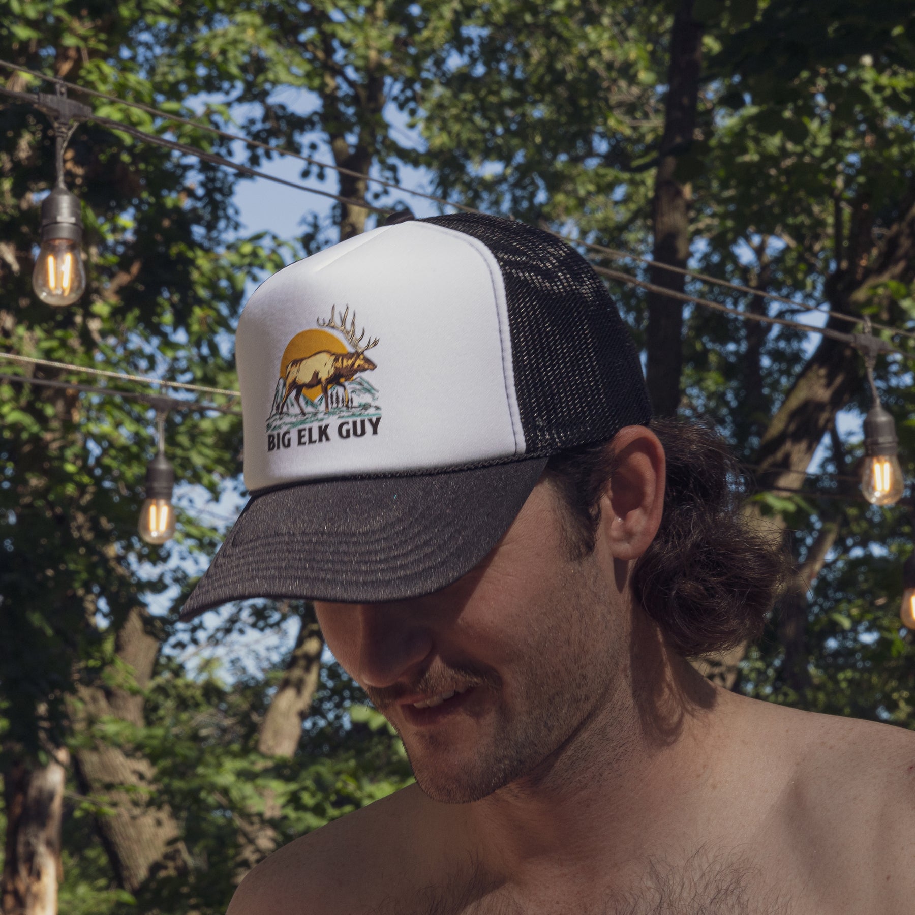 Big Elk Guy Vintage Trucker Hat Black