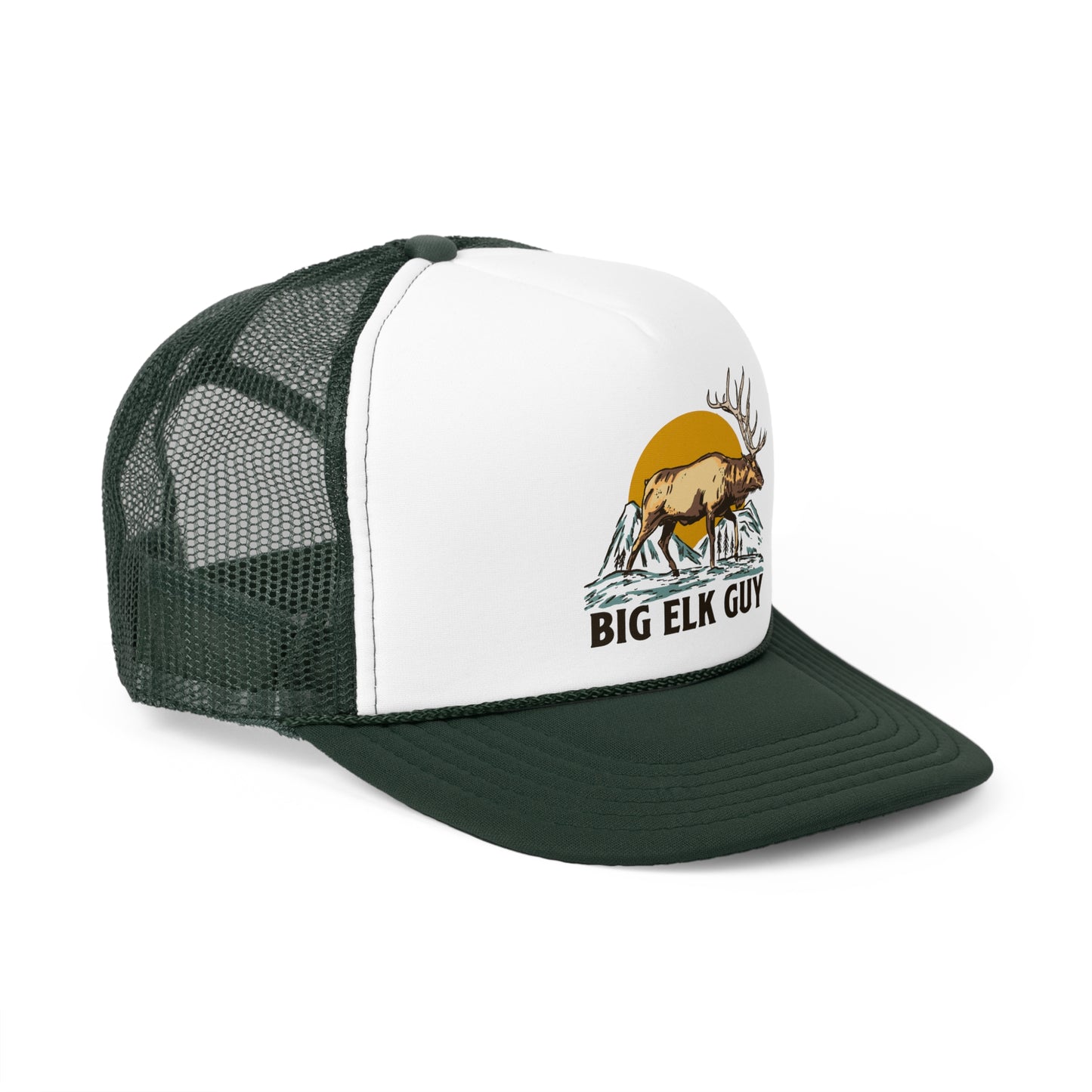 Big Elk Guy Vintage Trucker Hat Green