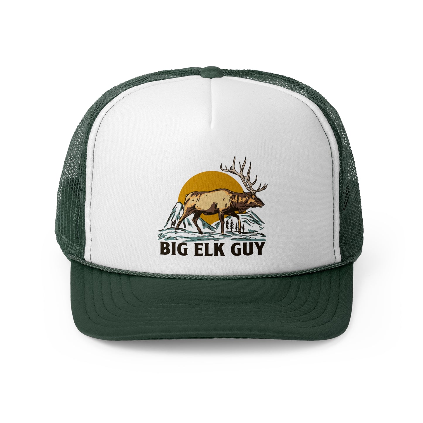 Big Elk Guy Vintage Trucker Hat Green