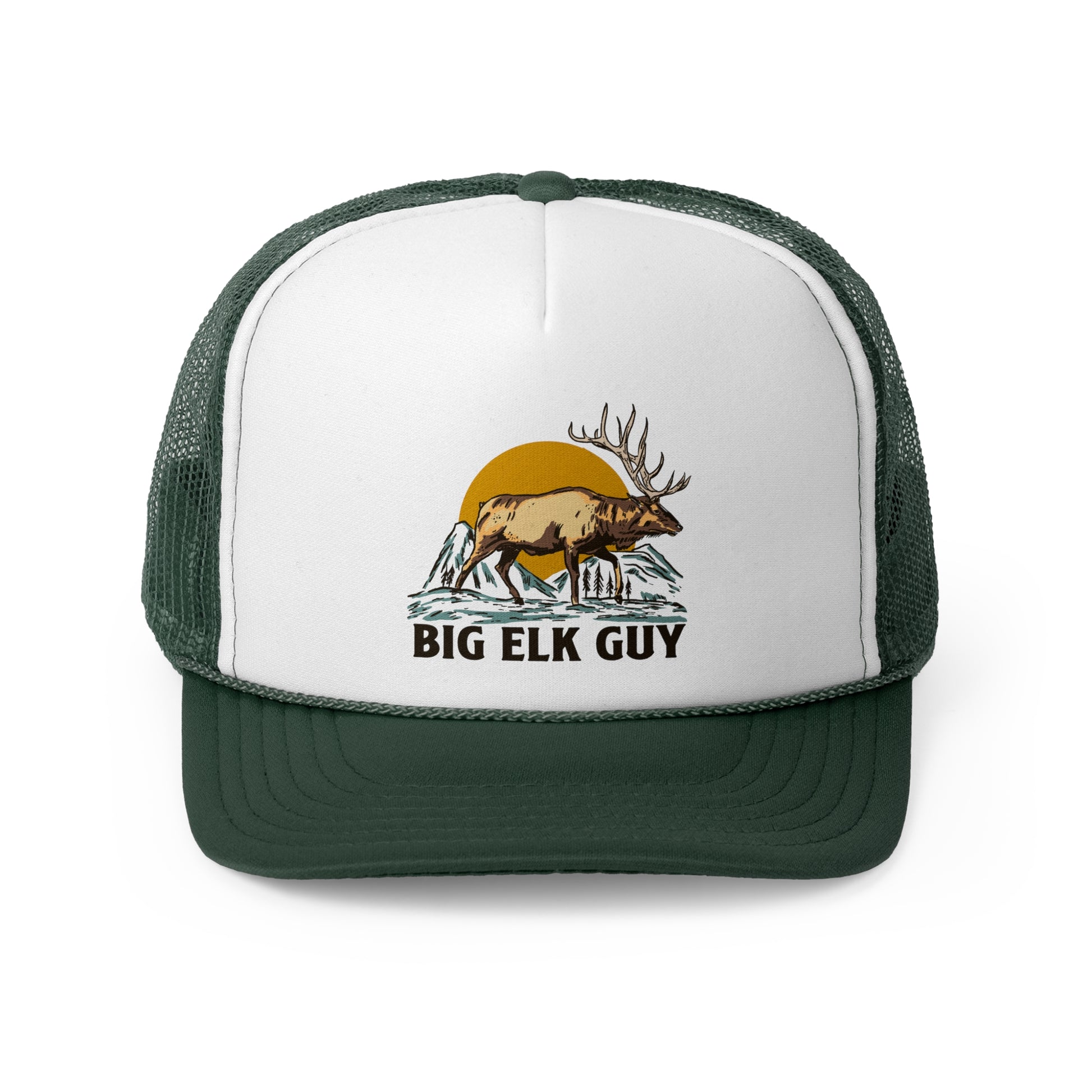 Big Elk Guy Vintage Trucker Hat Green