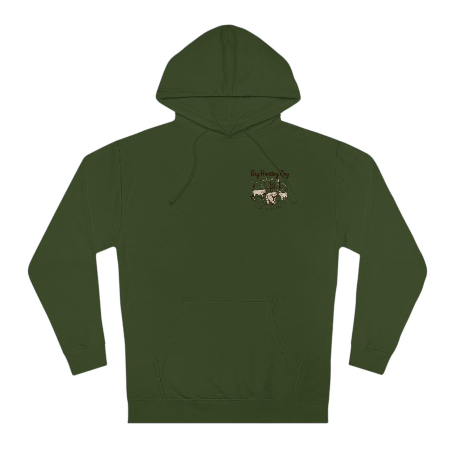 Big Hunting Guy Badge Hoodie Moss