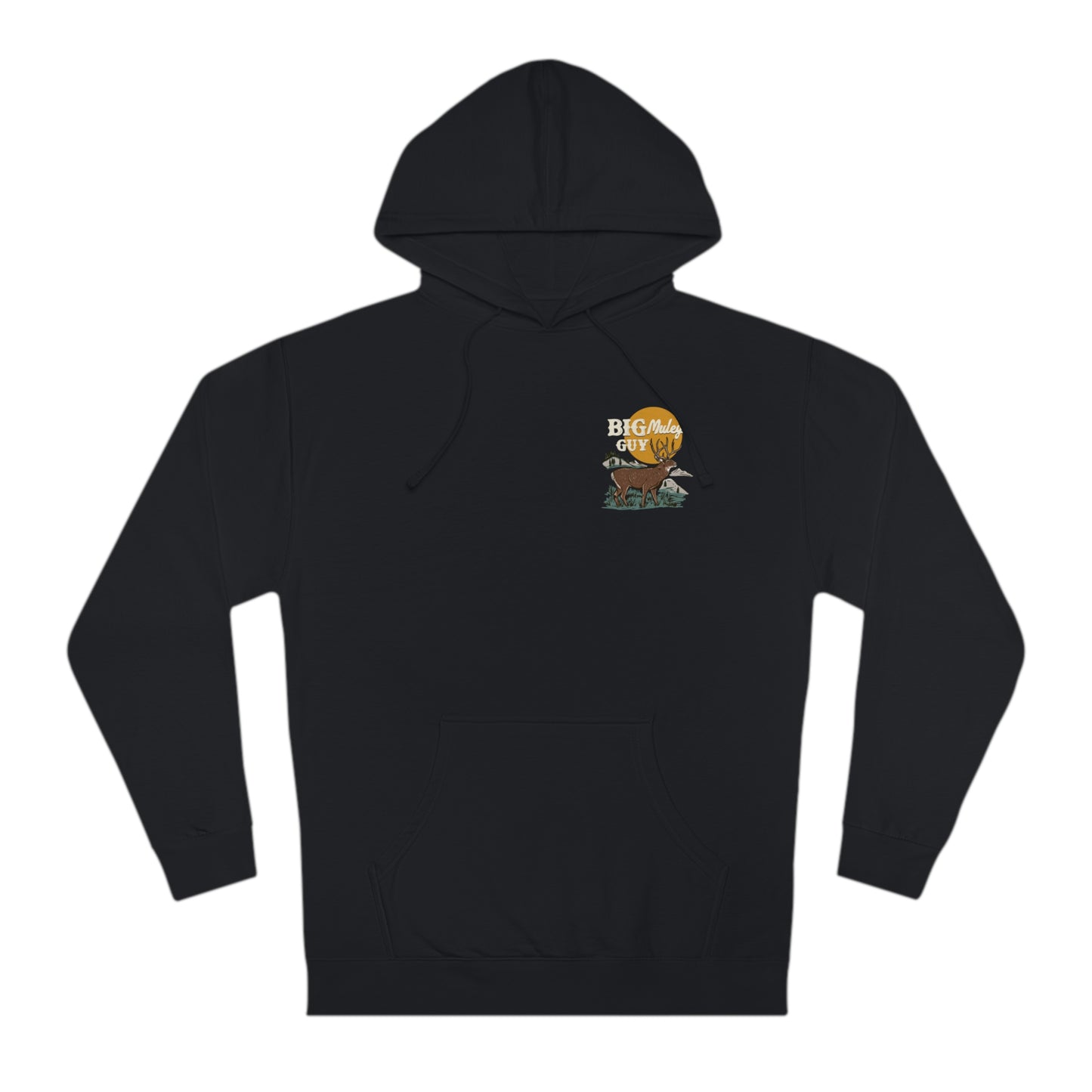 Big Mule Deer Guy Badge Hoodie Black