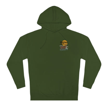 Big Mule Deer Guy Badge Hoodie Moss