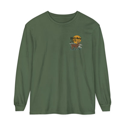 Big Mule Deer Guy Badge Long Sleeve Tee - Moss