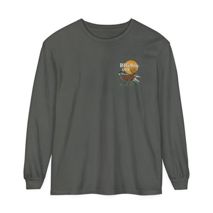 Big Mule Deer Guy Badge Long Sleeve Tee - Grey