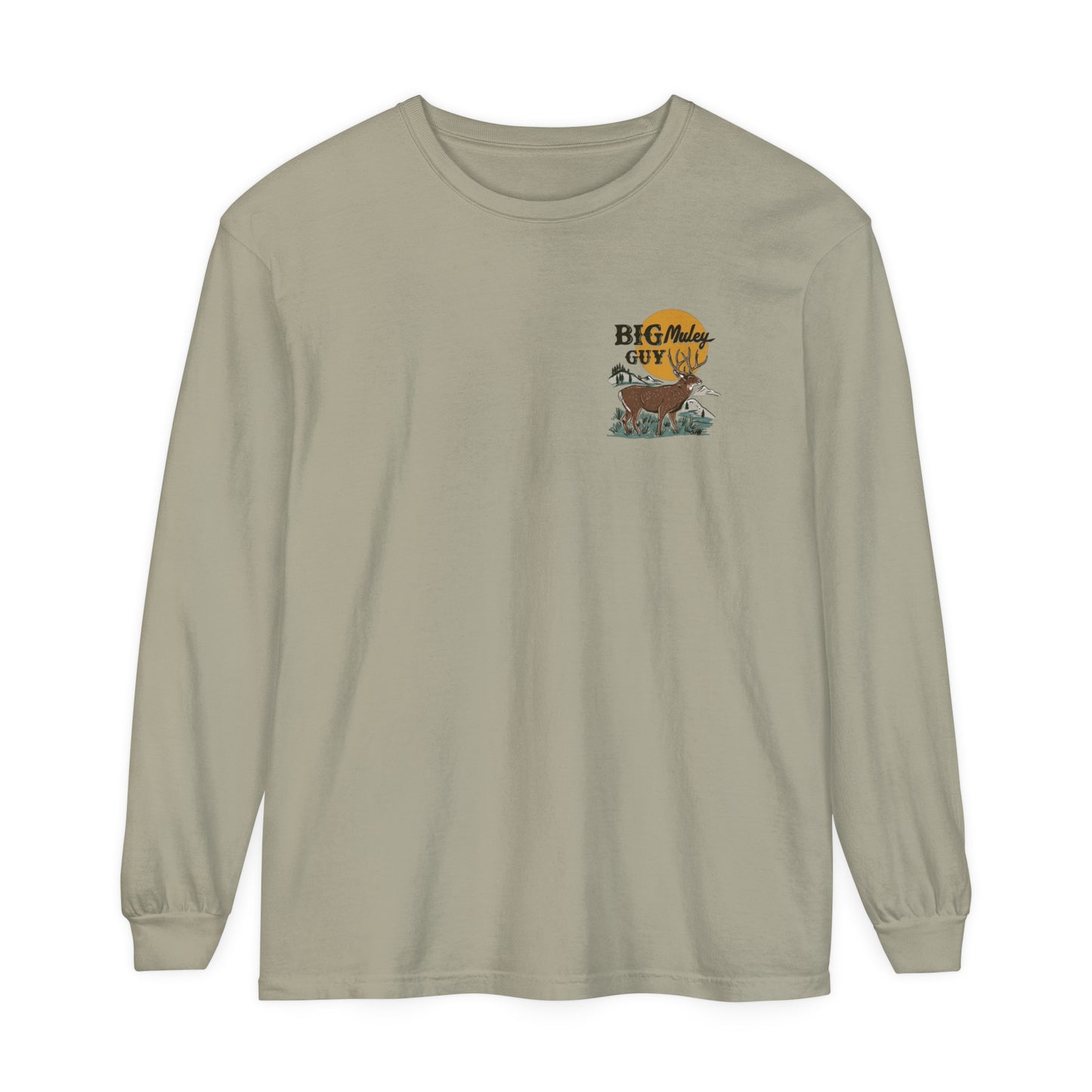 Big Mule Deer Guy Badge Long Sleeve Tee - Sandstone