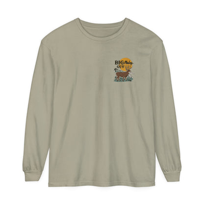 Big Mule Deer Guy Badge Long Sleeve Tee - Sandstone
