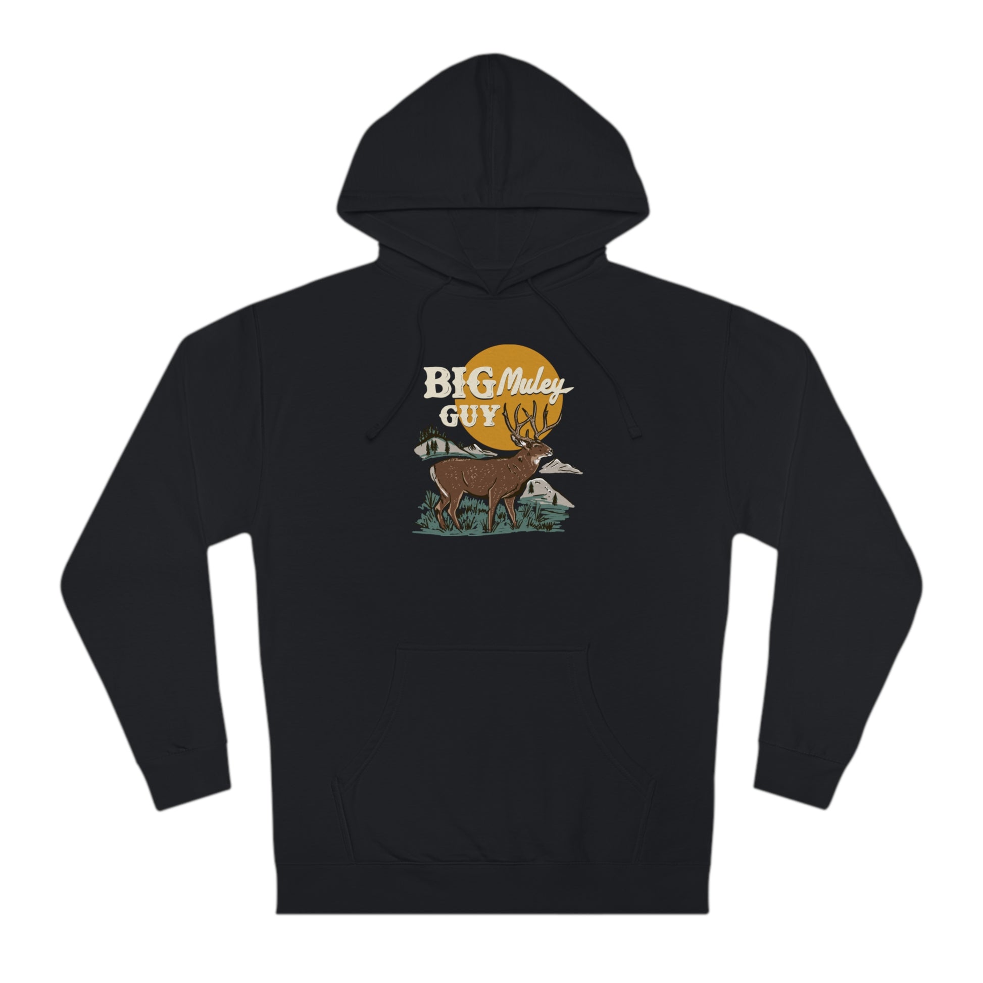 Big Mule Deer Guy Hoodie Black