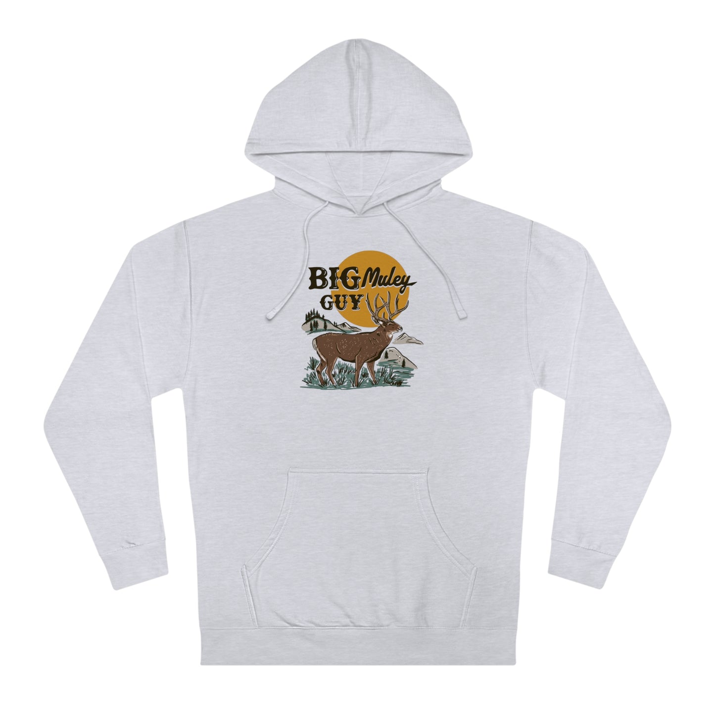 Big Mule Deer Guy Hoodie Grey