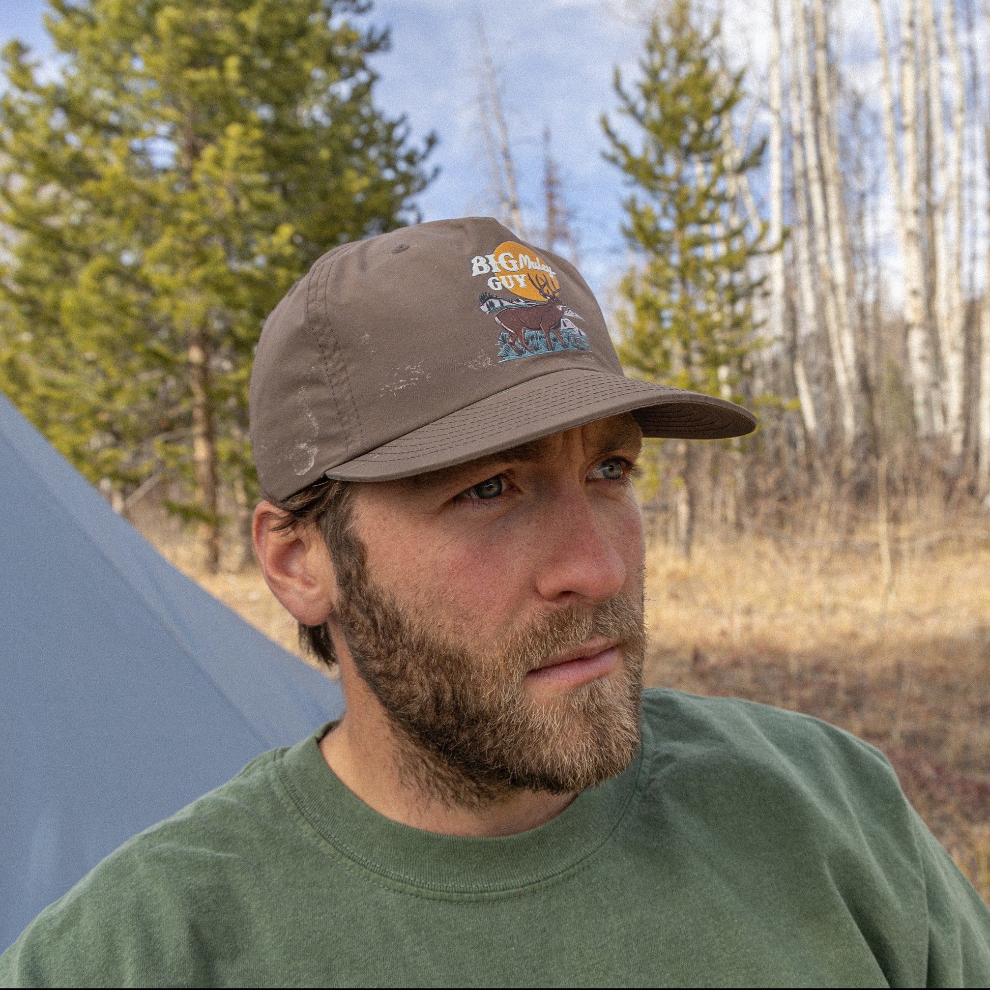 Big Mule Deer Guy Hunting Hat Walnut