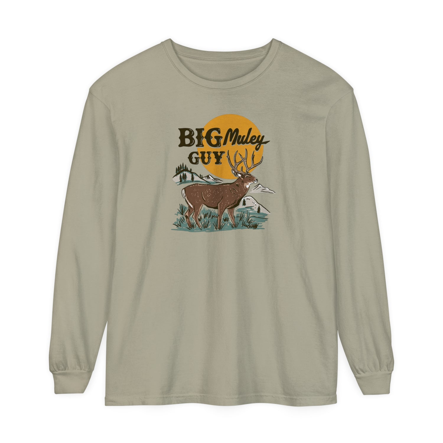 Big Mule Deer Guy Long Sleeve Tee Sandstone