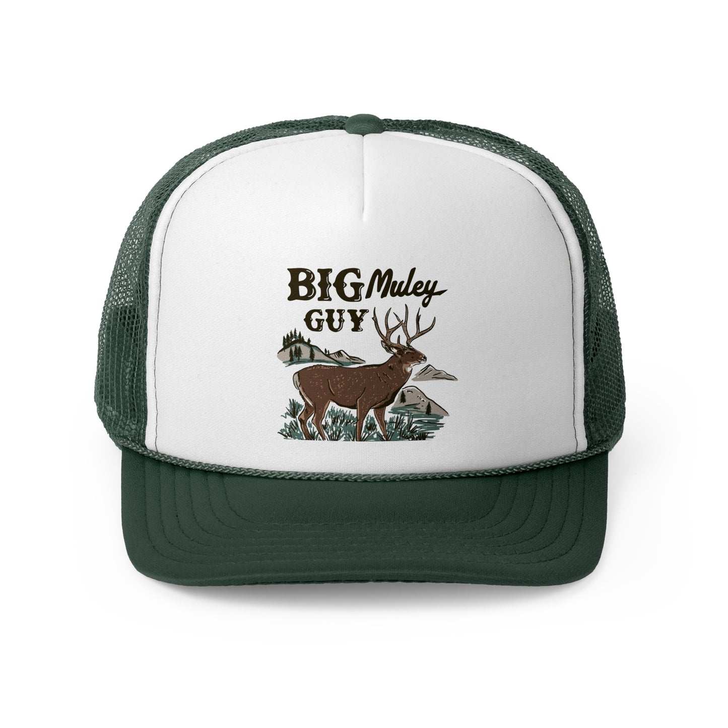 Big Mule Deer Guy Vintage Trucker Hat Green