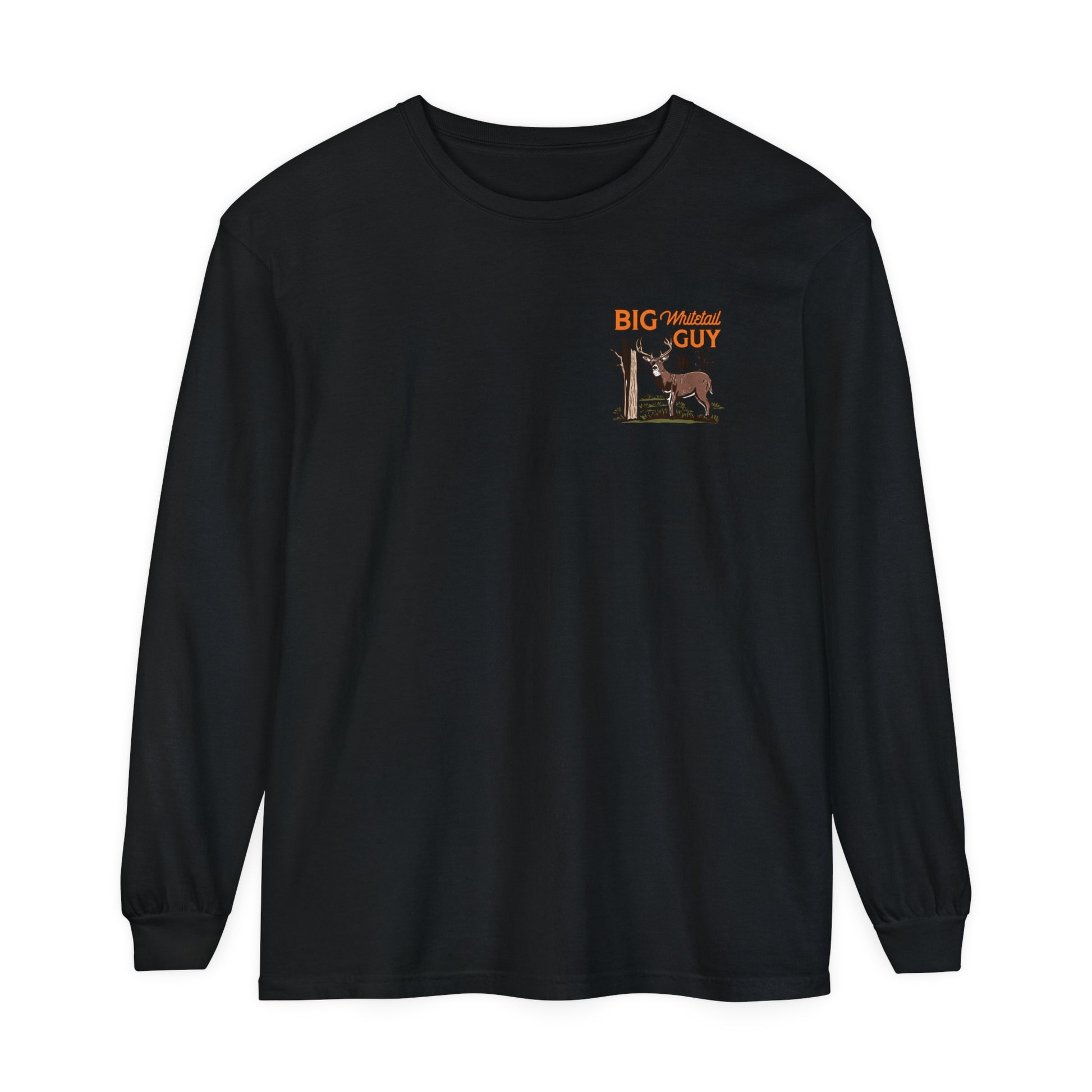 Big Whitetail Guy Badge Long Sleeve Tee Black 