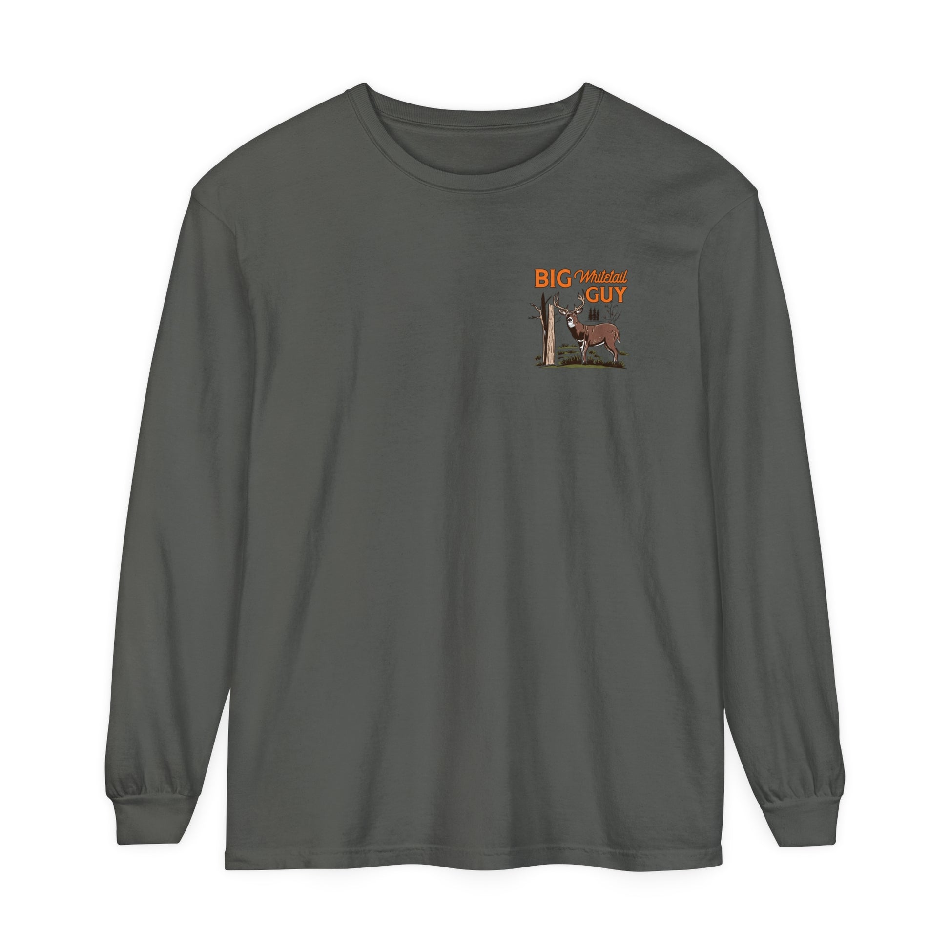 Big Whitetail Guy Badge Long Sleeve Tee Grey