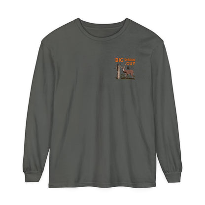 Big Whitetail Guy Badge Long Sleeve Tee Grey