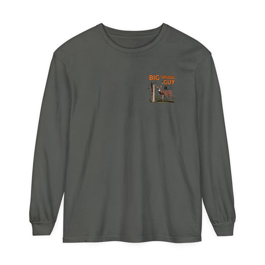 Big Whitetail Guy Badge Long Sleeve Tee Grey