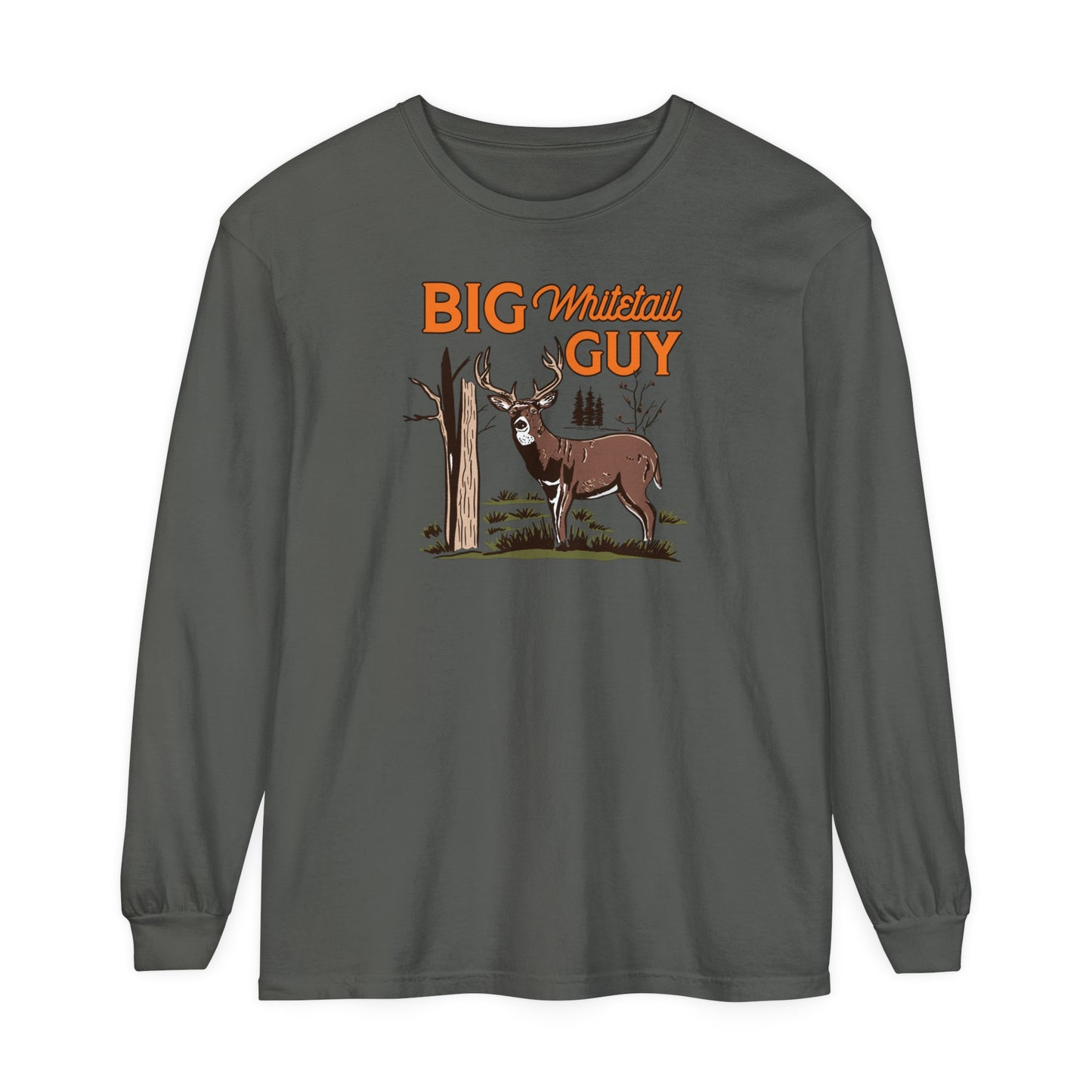 Big Whitetail Guy Long Sleeve Tee Grey