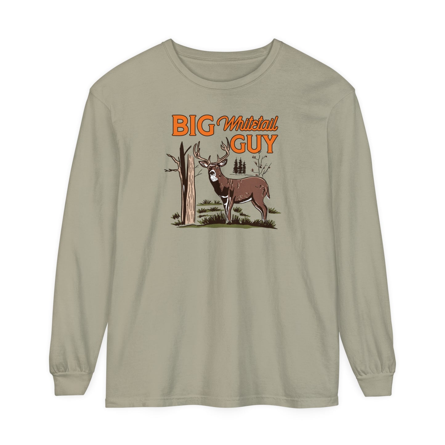 Big Whitetail Guy Long Sleeve Tee Sandstone